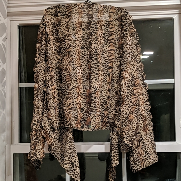 Chico's 100% silk cheetah print cardigan - Picture 2 of 5